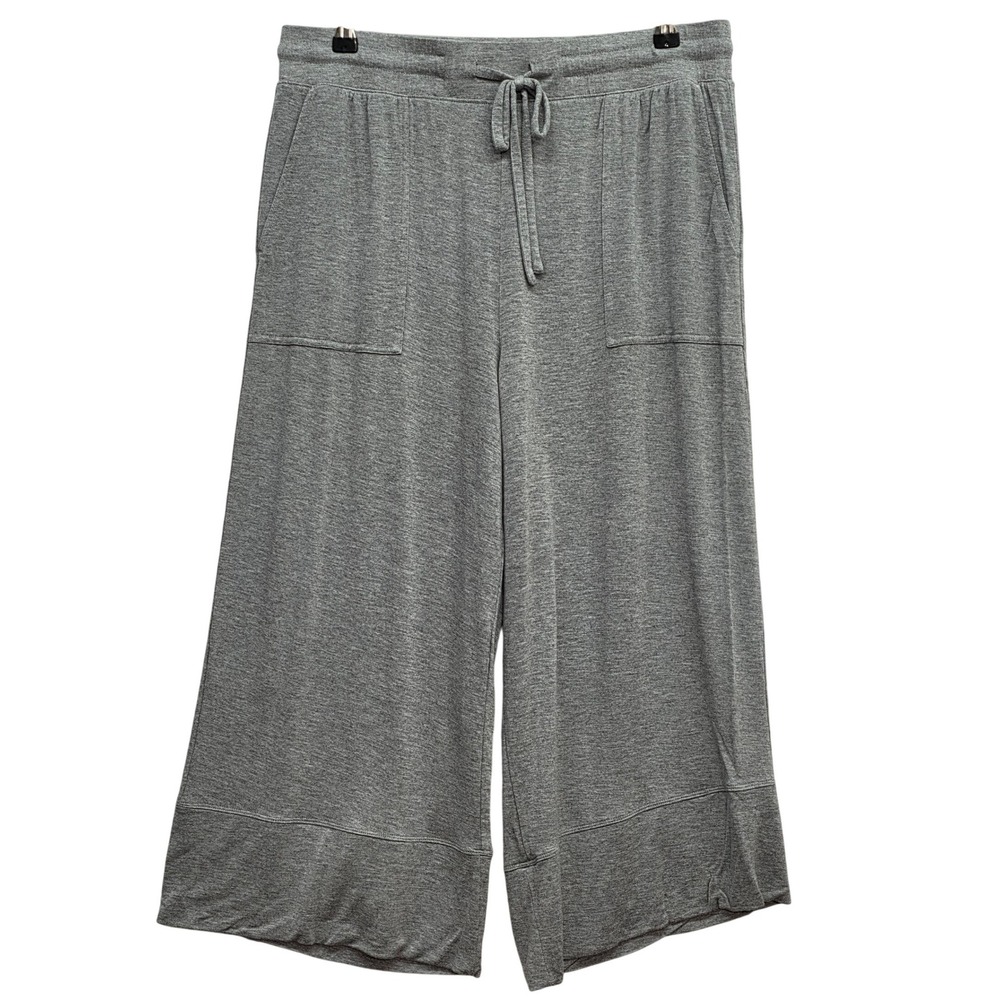C Active Womens Gray Wide Leg Lounge Pants Drawstring Pockets Size L RN37080